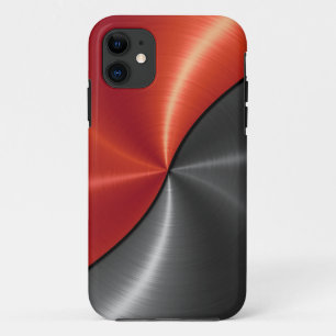 銀製の赤い光沢がある鋼鉄金属 iPhone 11 ケース