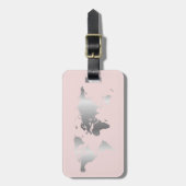 銀製の赤面の世界地図のエレガントな荷物のラベル ラゲッジタグ (正面縦)