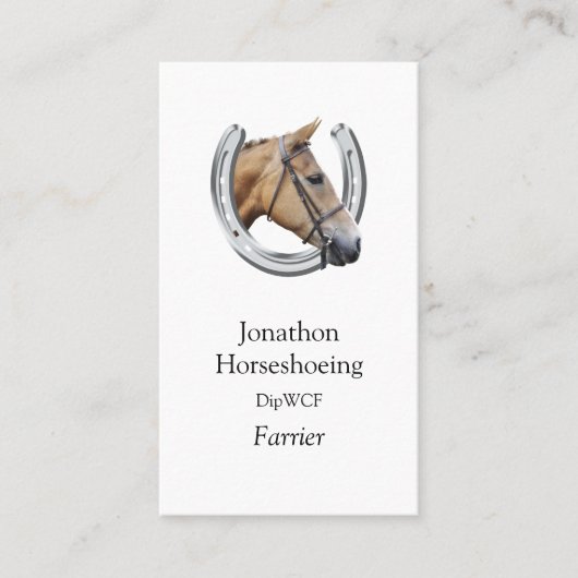 銀製の蹄鉄のクリの馬 名刺 (正面)