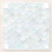 銀製の輝きのグリッターの人魚のスケール ガラスコースター (裏面)