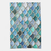 銀製の輝きのグリッターの人魚のスケール キッチンタオル (縦)