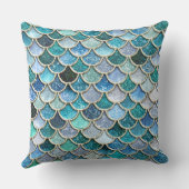 銀製の輝きのグリッターの人魚のスケール クッション (裏面)