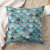 銀製の輝きのグリッターの人魚のスケール クッション (ブランケット)