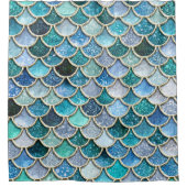 銀製の輝きのグリッターの人魚のスケール シャワーカーテン (正面)