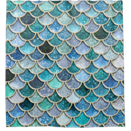 銀製の輝きのグリッターの人魚のスケール シャワーカーテン