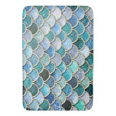 銀製の輝きのグリッターの人魚のスケール バスマット (正面縦)