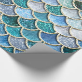 銀製の輝きのグリッターの人魚のスケール ラッピングペーパー (角)