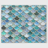 銀製の輝きのグリッターの人魚のスケール ラッピングペーパー (フラット)