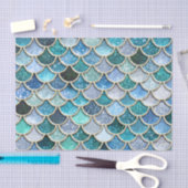 銀製の輝きのグリッターの人魚のスケール 薄葉紙 (クラフト)