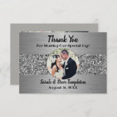 銀製の輝きの写真の結婚式のサンキューカード サンキューカード (正面/裏面)