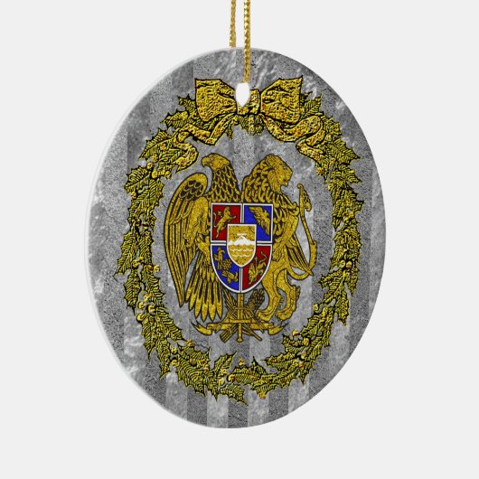銀製の金ゴールドのヒイラギアルメニアの紋章付き外衣 セラミックオーナメント (右)