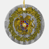 銀製の金ゴールドのヒイラギアルメニアの紋章付き外衣 セラミックオーナメント (裏面)