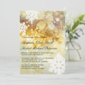 銀製の金ゴールドの雪片のクリスマスの結婚式の招待 招待状 (スタンド正面)