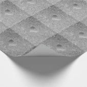 銀製の金属のハート ラッピングペーパー (角)