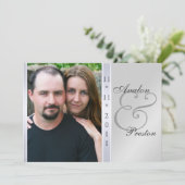 銀製の金属の側面のダマスク織の写真の結婚式招待状 招待状 (スタンド正面)