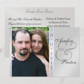 銀製の金属の側面のダマスク織の写真の結婚式招待状 招待状 (正面/裏面)