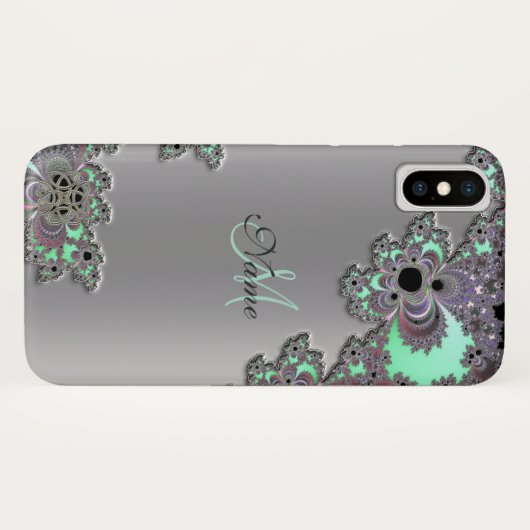 銀製の金属フラクタルのiPhone Xの箱を個人化して下さい Case-Mate iPhoneケース (裏面(横))