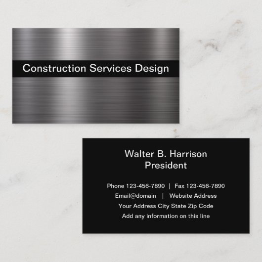 銀製の金属一見の建築のテーマ 名刺 (正面/裏面)