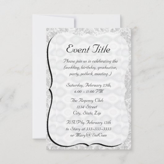 銀製の金属見る背景 招待状 (正面)