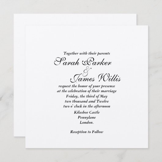 銀製の金属-あなた自身のリボンの招待を加えて下さい 招待状 (正面/裏面)