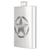 銀製の鋼鉄スタイルの星のステンシルヴィンテージ フラスク (左)