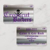 銀製の鋼鉄テンプレートのスカル及び十字のはさみ 名刺 (正面/裏面)