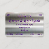 銀製の鋼鉄テンプレートのスカル及び十字のはさみ 名刺 (裏面)