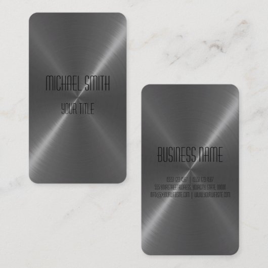 銀製の鋼鉄金属 名刺 (正面/裏面)