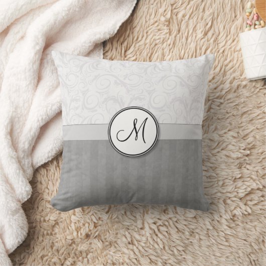 銀製の雪の花の小束はモノグラムと及び縞で飾ります クッション (ブランケット)