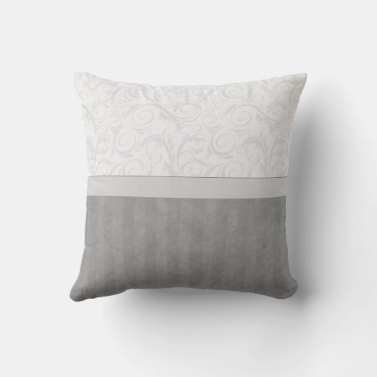 銀製の雪の花の小束はモノグラムと及び縞で飾ります クッション (裏面)