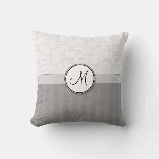 銀製の雪の花の小束はモノグラムと及び縞で飾ります クッション (正面)