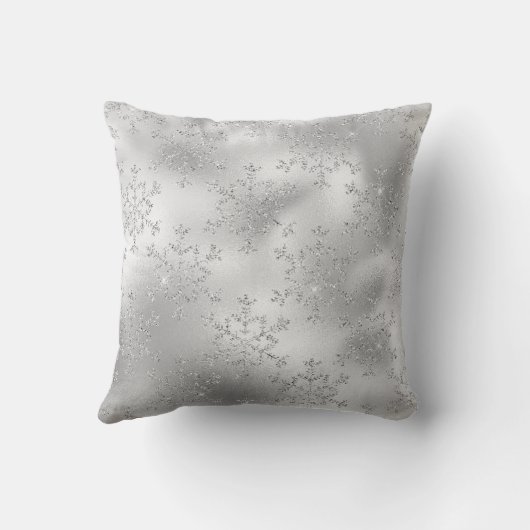 銀製の雪片の冬のクリスマスの枕 クッション (裏面)