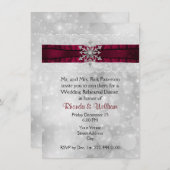 銀製の雪片の結婚式のリハーサルの夕食 招待状 (正面/裏面)