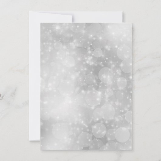 銀製の雪片の結婚式のリハーサルの夕食 招待状 (裏面)