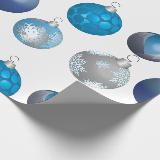 銀製の青いクリスマスのつまらないもののクリスマスのギフト用包装紙 ラッピングペーパー (角)