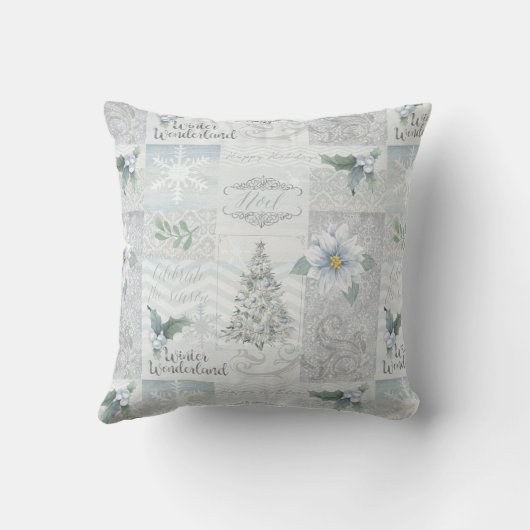 銀製の青いクリスマスの装飾の枕 クッション (裏面)