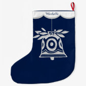 銀製の青い喜びの希望の平和 ラージクリスマスストッキング (裏面)