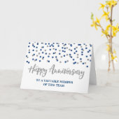 銀製の青い紙吹雪の従業員記念日カード カード (黄色い花)