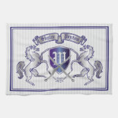 銀製の馬の盾あなた自身の紋章付き外衣を作って下さい キッチンタオル (横)