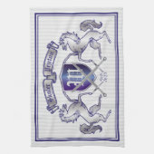 銀製の馬の盾あなた自身の紋章付き外衣を作って下さい キッチンタオル (縦)