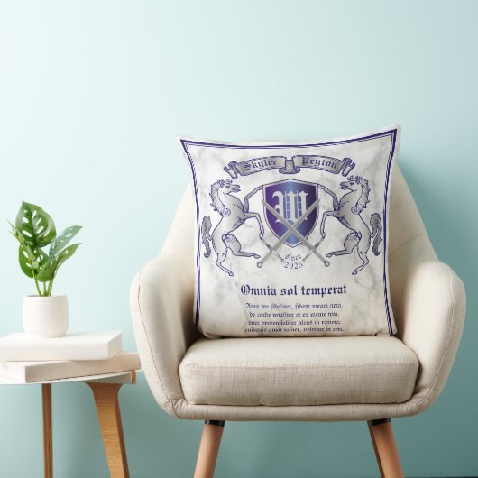 銀製の馬の盾あなた自身の紋章付き外衣を作って下さい クッション (椅子)