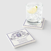 銀製の馬の盾あなた自身の紋章付き外衣を作って下さい ストーンコースター (横)