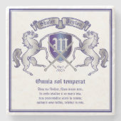 銀製の馬の盾あなた自身の紋章付き外衣を作って下さい ストーンコースター (正面)