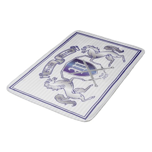 銀製の馬の盾あなた自身の紋章付き外衣を作って下さい バスマット (アングル)