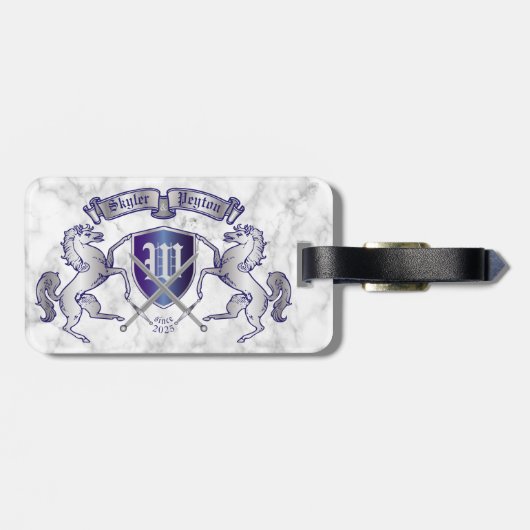 銀製の馬の盾あなた自身の紋章付き外衣を作って下さい ラゲッジタグ (裏面横)