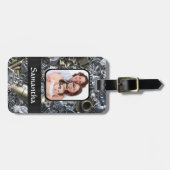 銀製の魅力のコラージュの名前入りな写真 ラゲッジタグ (正面横)