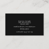 銀製の黒いシェフの台所用具のグリッターののど 名刺 (裏面)