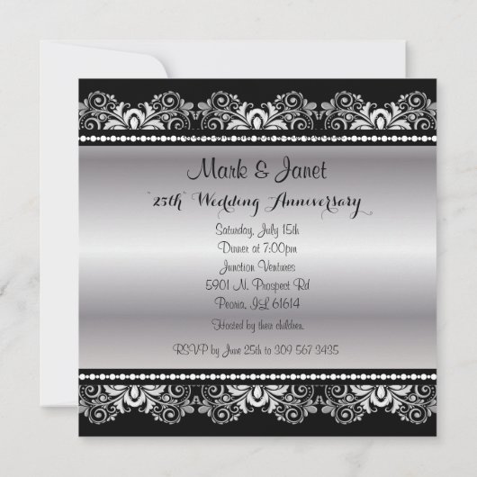 銀製の黒いレース|の大事な行事 招待状 (裏面)