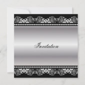 銀製の黒いレース|の大事な行事 招待状 (正面)