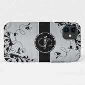 銀製の黒はあなたのモノグラム渦巻きます Case-Mate iPhoneケース (裏面(横))